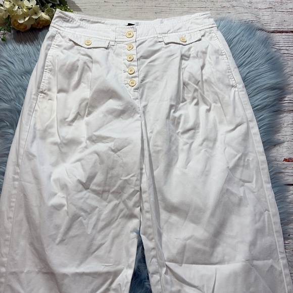 J. Crew Pleated Button Front Pant in Chino White sz 4 - Picture 5 of 11
